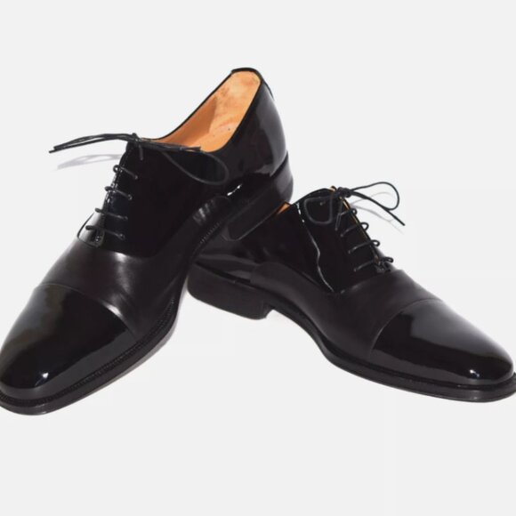 MAGNANNI Cesar Black Leather / Patent Leather Oxford Dress Shoes Size 10.5D